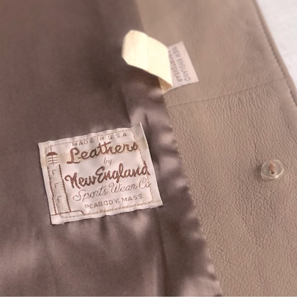 Leather[Carmel California] Vintage Soft Leather Gold Button 3/4 Sleeve MCMod - Picture 5 of 12